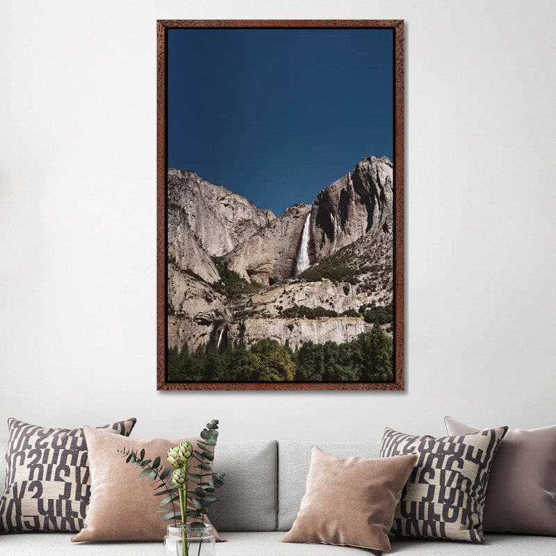Yosemite Falls VII 1 Piece Wall Art on Canvas, 152.4cm H x 101.6cm W x 3.81cm D, Classic Brown Wood Framed