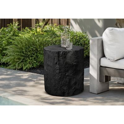 Table d'appoint, h 25 po, intérieur ou extérieur, tambour, table de bout, table de chevet, ronde, table d'appoint, salon, chambre à coucher, noir, contemporain, moderne