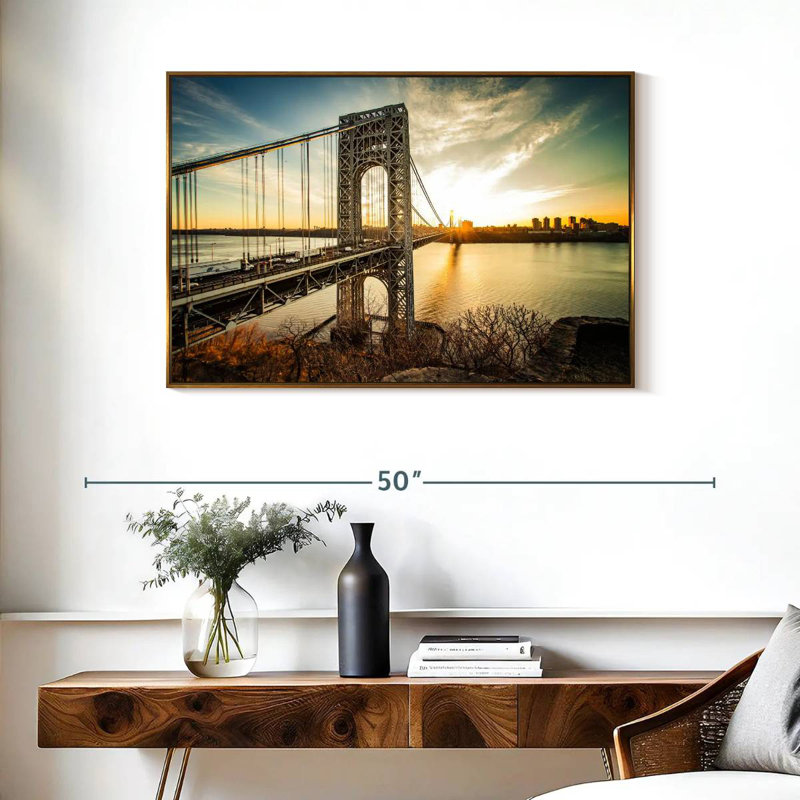 Pont George Washington NJ, Cadre flottant doré, 37 po x 25 po