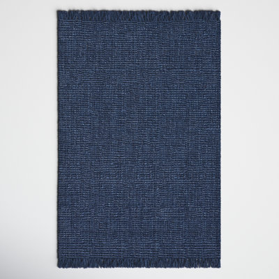 Tapis touffeté à la main épais de style campagnard en jute bleu marine Royce