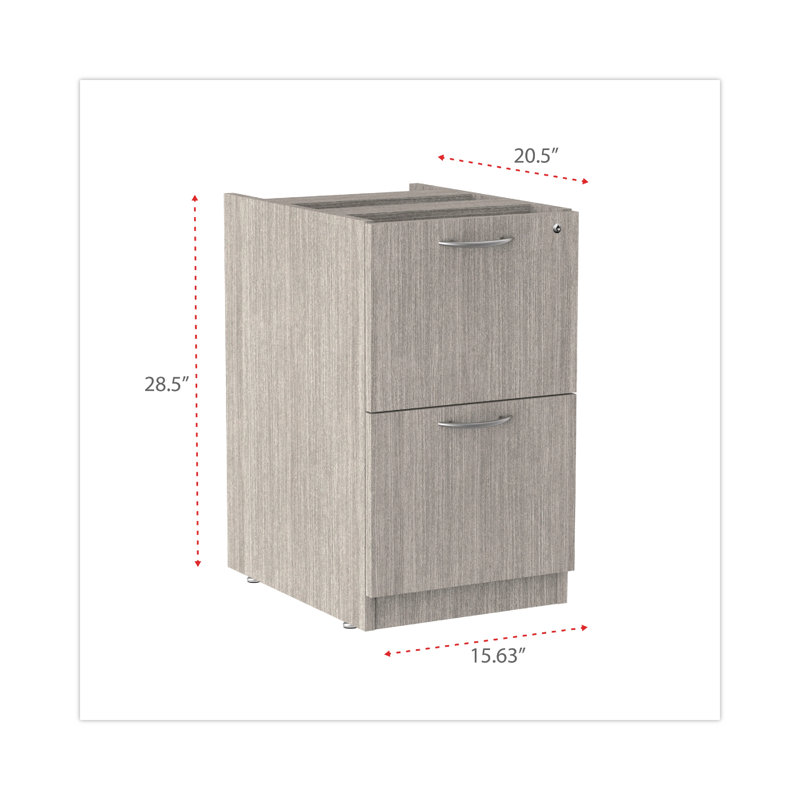 Gray Lockable 2-Drawer Legal Size Pedestal File Cabinet