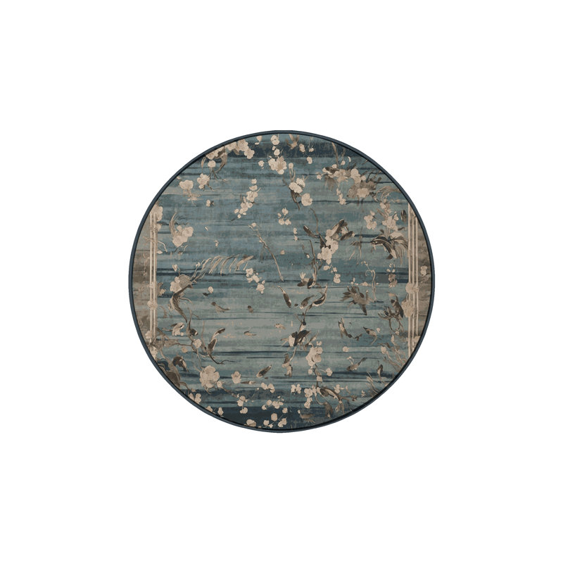 Machine Washable Gray Area Rug, Round 5'