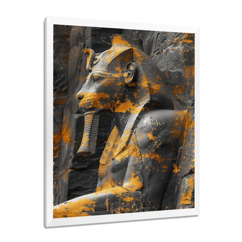  «Yellow Monicolin Sphinx Photo Mythical Creatures - Mythical Creatures, art mural, Cadre simple blanc, bois massif