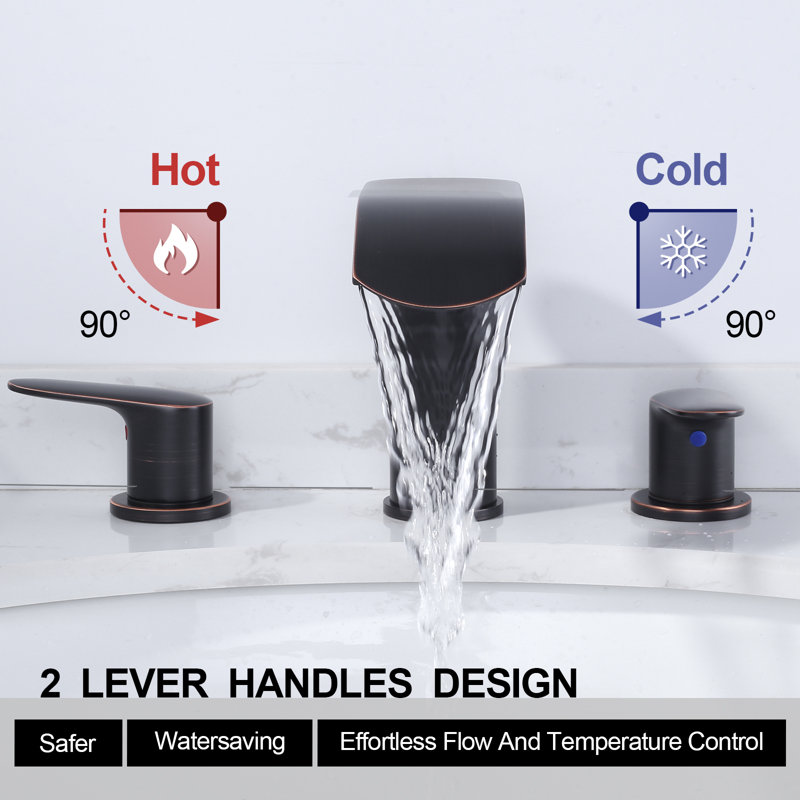 Widespread 2-handle Bathroom Faucet with Drain Assembly, Oil Rubbed Bronze