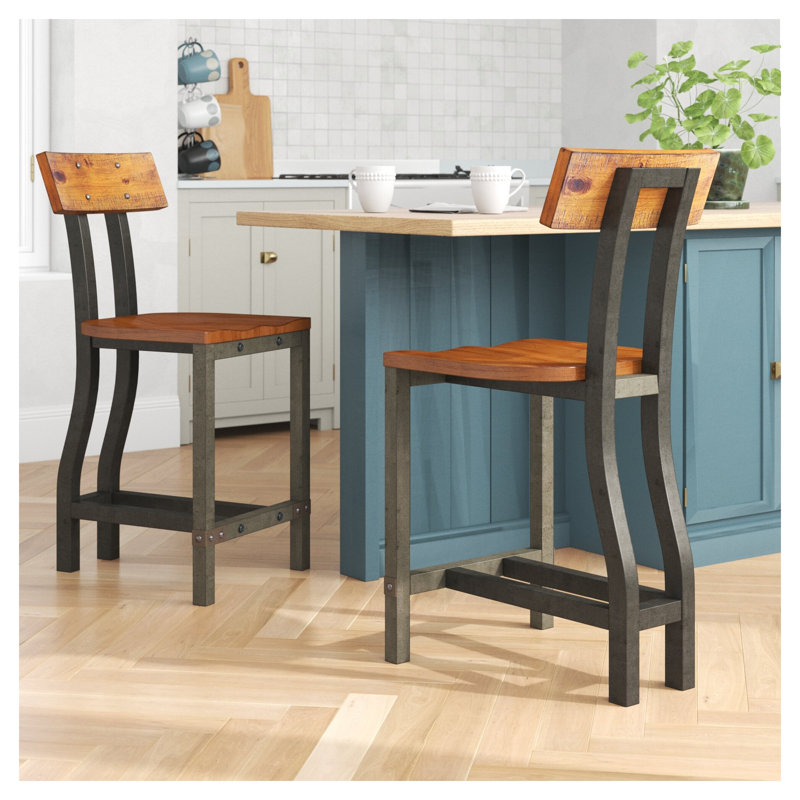 Ensemble de chaises à hauteur de comptoir en bois rustique brun et bronze
