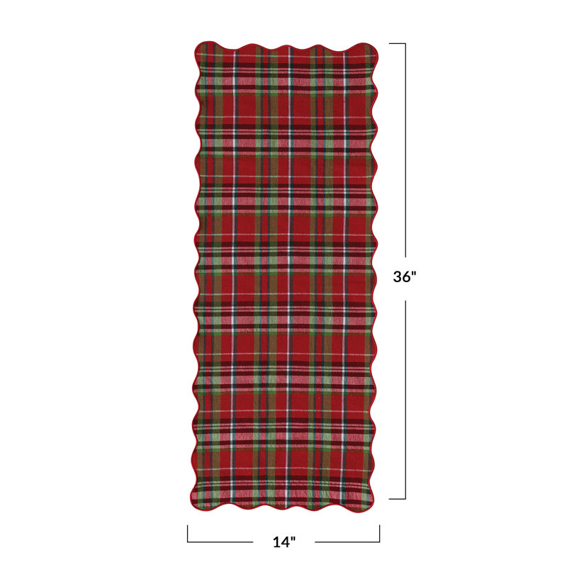 Quilted Cotton Scalloped Plaid Table Runner