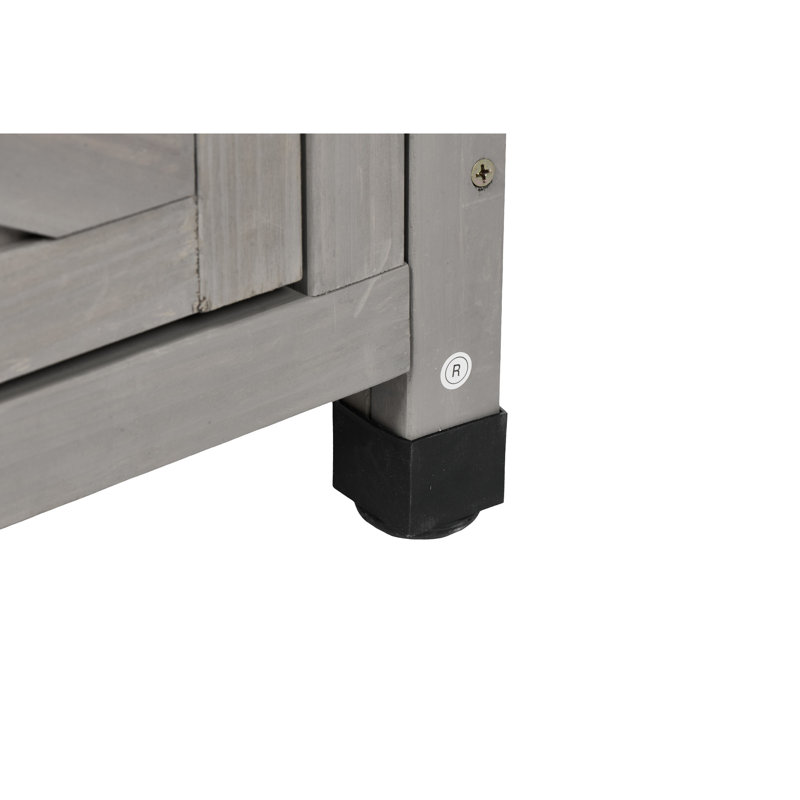 Table de bar d'extérieur grise pour l'extérieur avec armoire en bois de sapin massif, conception à lattes pour un look sophistiqué, buffet polyvalent pour l'intérieur et la décoration de la terrasse, espaces de rangement pour outils idéaux