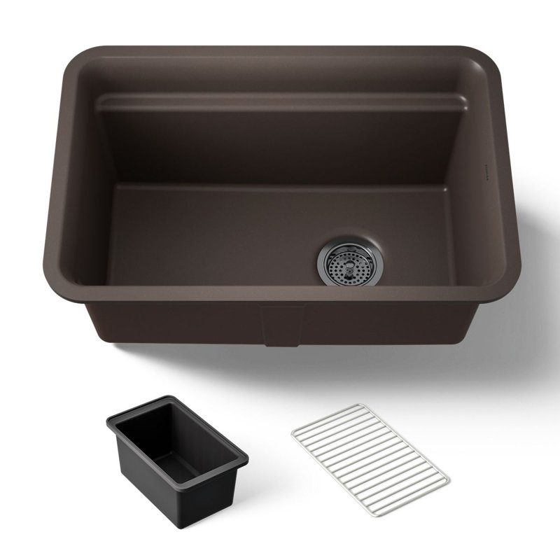 Cairn 27-1/2 in. X 18-5/16 in. X 12-5/8 in. Undermount Utility Sink, Matte Brown