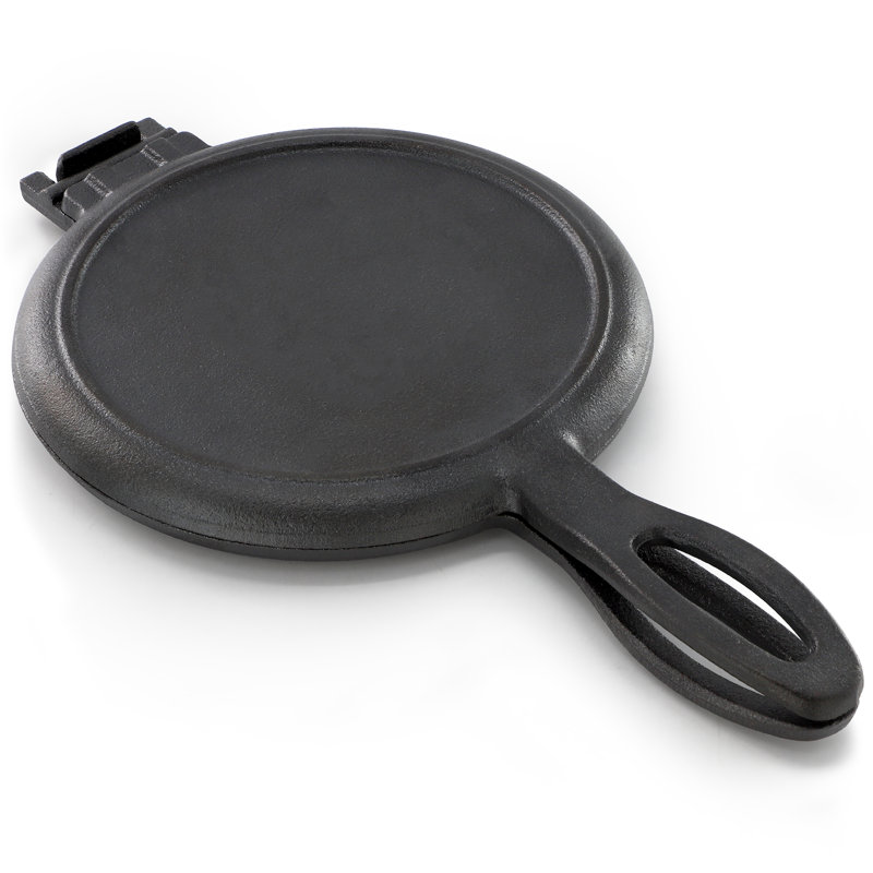 Megachef 6.7 Inch Round Cast Iron Pie Iron Outdoor/Camping Cookware with Long Handle