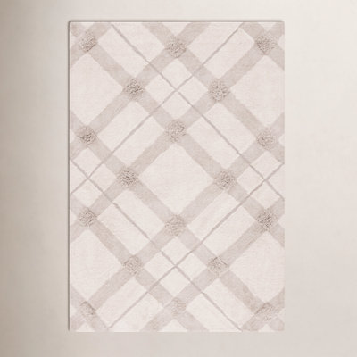 Auguste Beige Washable Hand-Woven Plaid Rug
