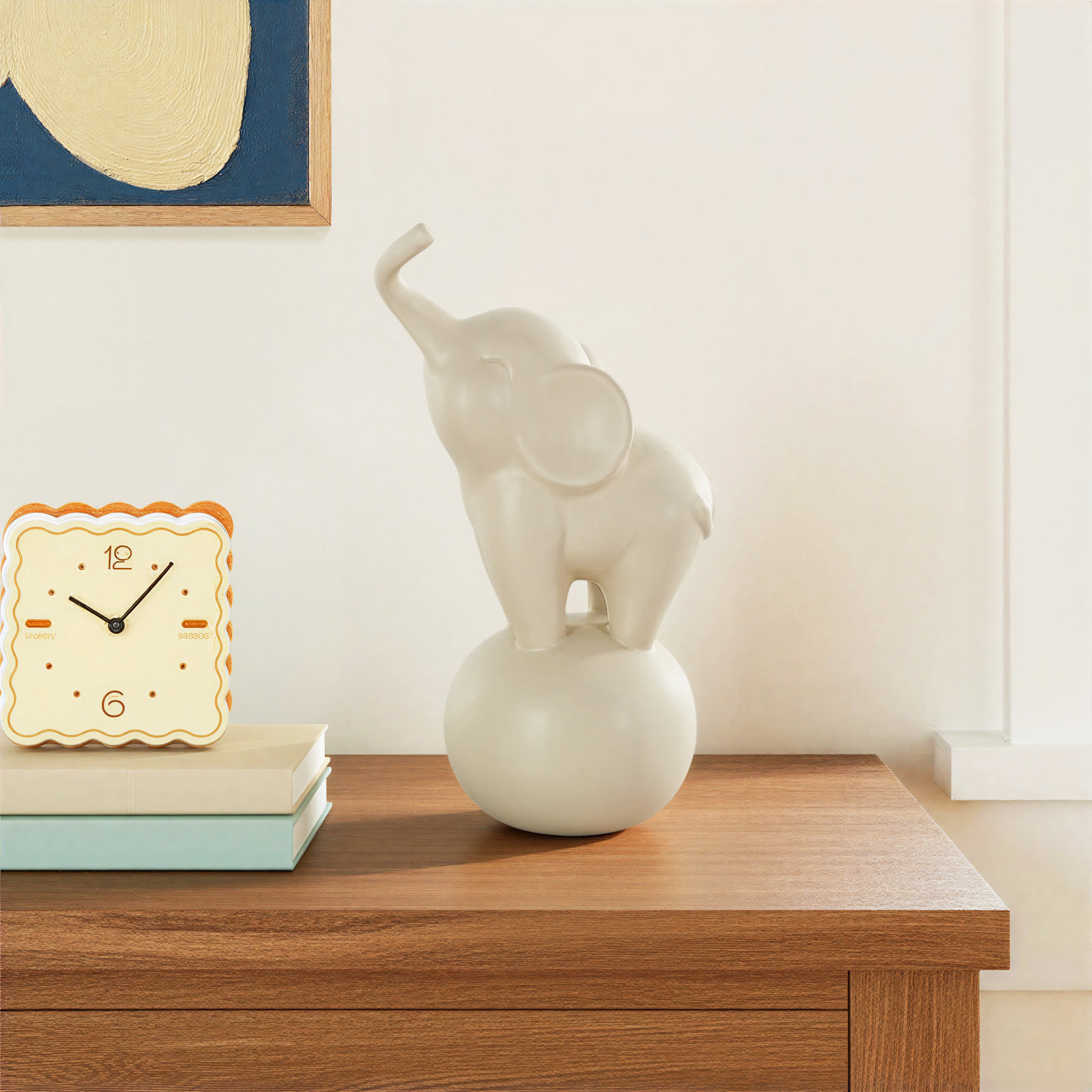 Ceramic Trumpeting Elephant Sculpture