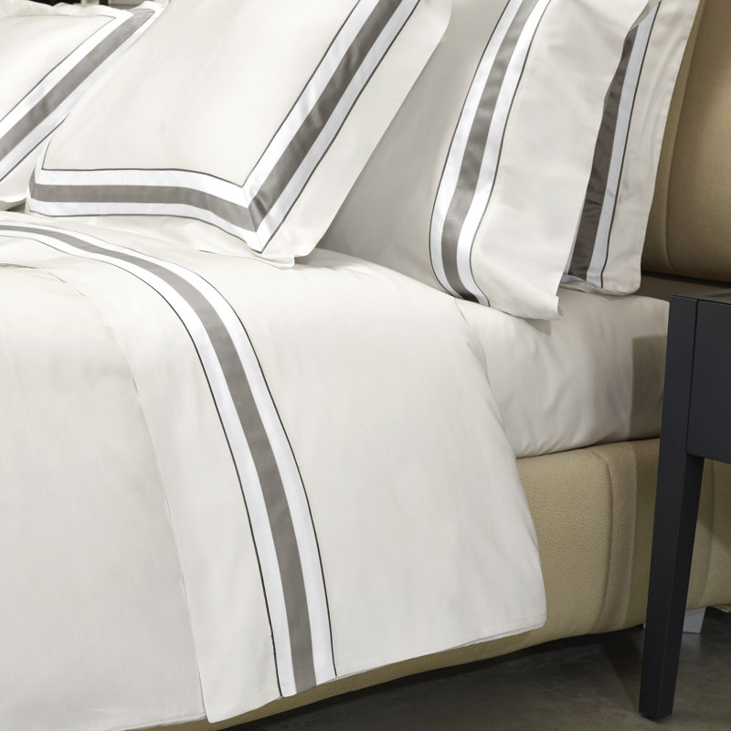 Dimora Flat Sheet, King Flat Sheet, Pearl/Lead Gray