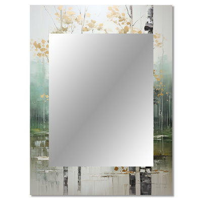 Birch Woods Ethereal Elegance IV - Birch Decorative Mirror, Blue Wall Mirror, Printed Metal Art