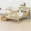 Structure de lit plateforme classique en bois avec garde-corps et 2 tiroirs de rangement-126553072