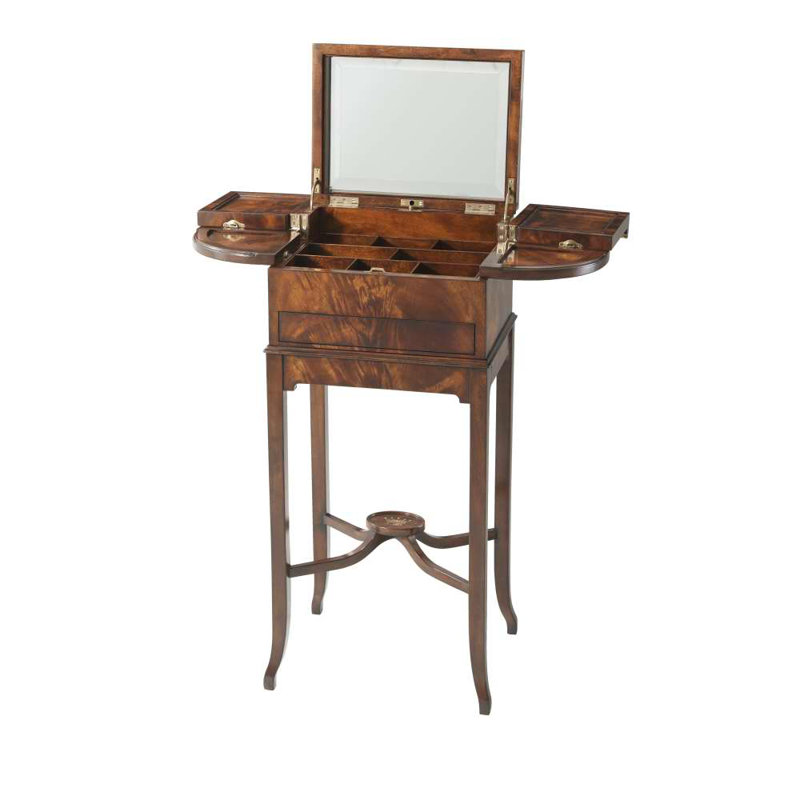 Mahogany Vanity with Beveled Mirror and Drawers