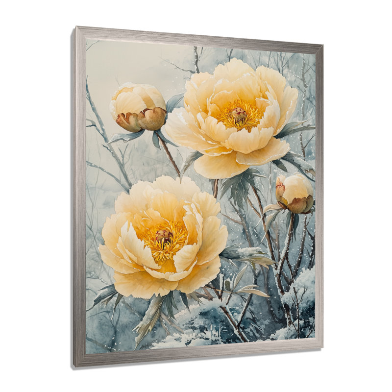 Barnsley - Floral Wall Decor, Argent argent, H 40 po x l 30 po, Reproduction encadrée sans passe-partout