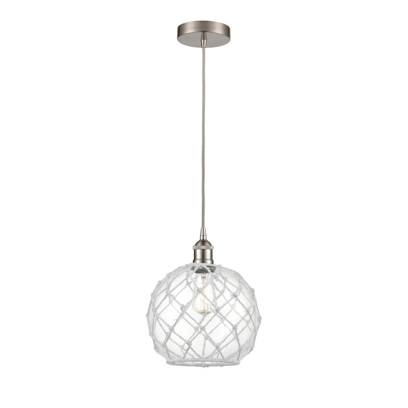 Luminaire suspendu simple à 1 lumière Larocque, Transparent/blanc, gris