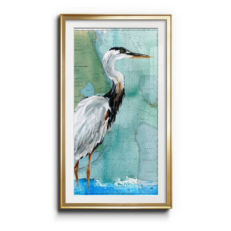 Key West Crane - impression sur impression, H 14,5 po x l 26,5 po x P 1,5 po, Or