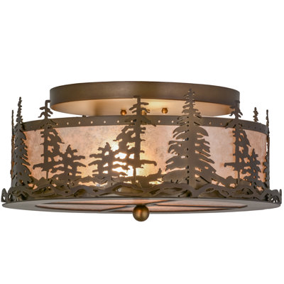 Rustic Lodge Mica Semi Flush Mount