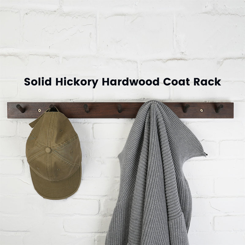 Wall Mounted Coat Rack, Dark Walnut, 2" H x 19.75" W x 0.75" D