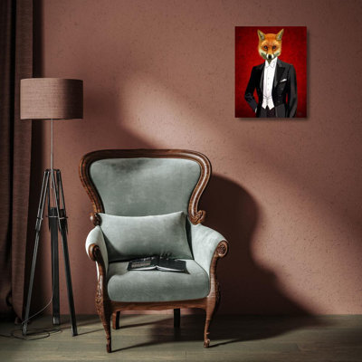 Art sur toile tendue Trinx Fab Funky Gallery, titré: renard en costume de soirée