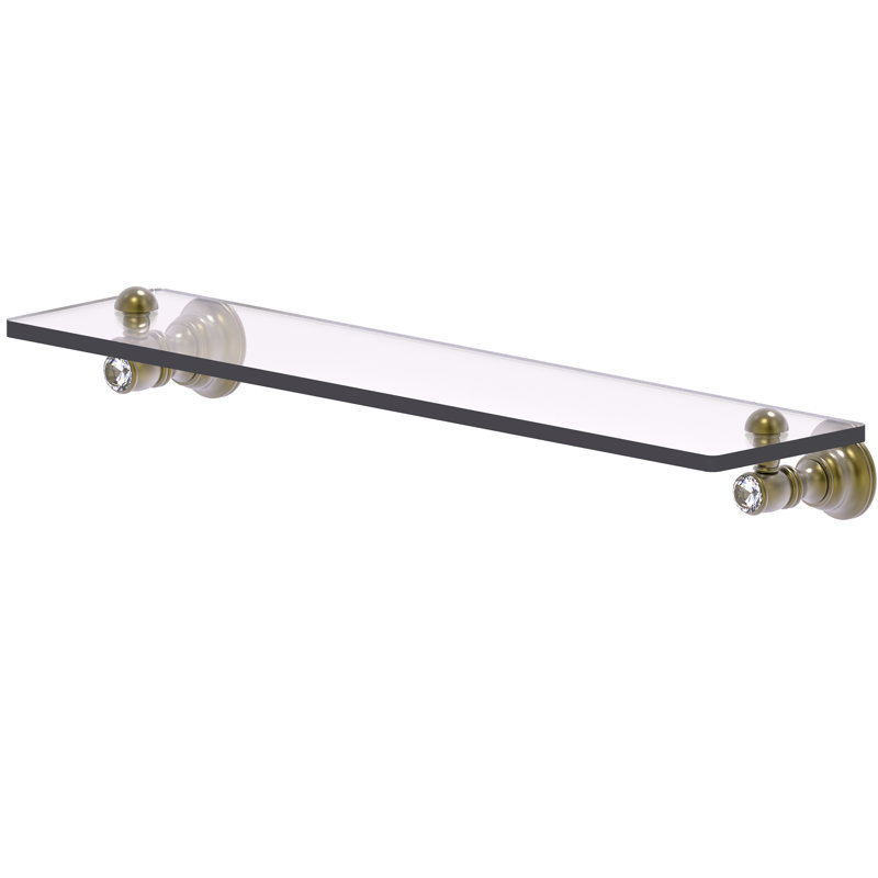 Tablette en verre Hertz, Laiton antique, H 2,4 po x l 22 po x P 5,54 po