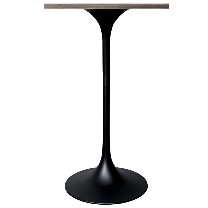 Travis 24" Square Bar Height Table With MDF Top And Stainless Steel Pedestal Base - Dining Table For Modern Home And Kitchen