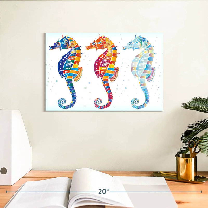 Trio d'hippocampes Brampt, H 8 po x l 12 po