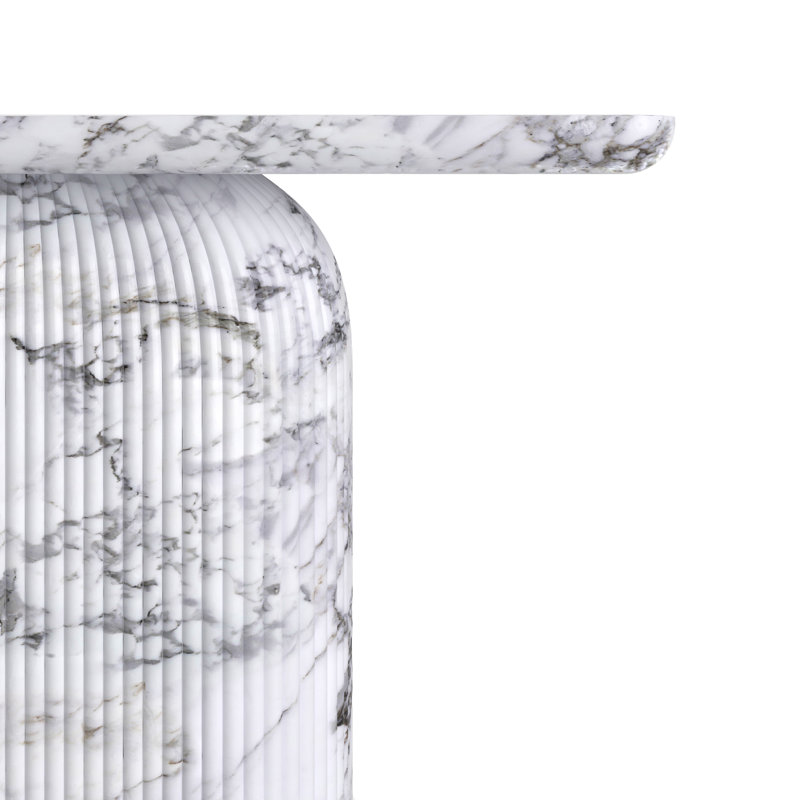 Capri Console Modern Hallway and Sofa Accent Table No Assembly Required Entryway with Ribbed Base, Faux White Marble