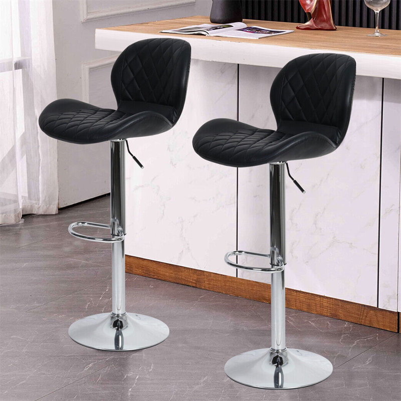 Dondale Swivel Upholstered Adjustable Height Counter Stool with Metal Frame, Black