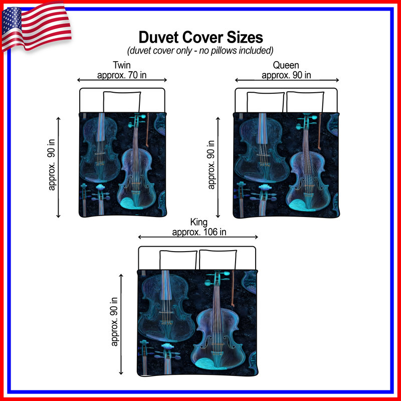 Housse de couette Violin Bedding Music Modern, Très grand lit