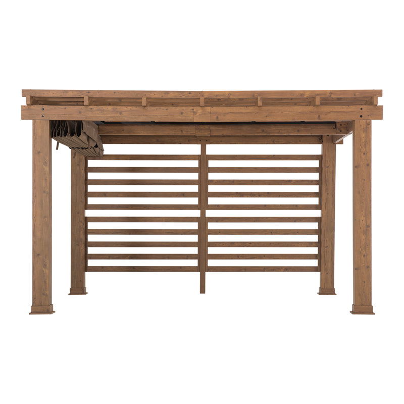 Sunjoy Pergola 11 x 13 ft. Steel Frame Pergola with Tan Adjustable Sling Fabric Canopy