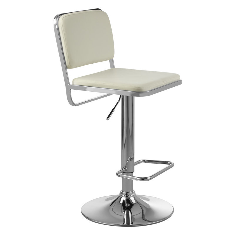 Sallisaw Swivel Upholstered Adjustable Height Counter Stool with Metal Frame, White