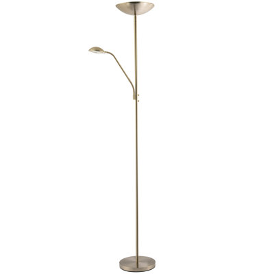 Sleek LED Mother And Child Floor Lamp In Satin Nickel With Memory Dimmer Buttons By