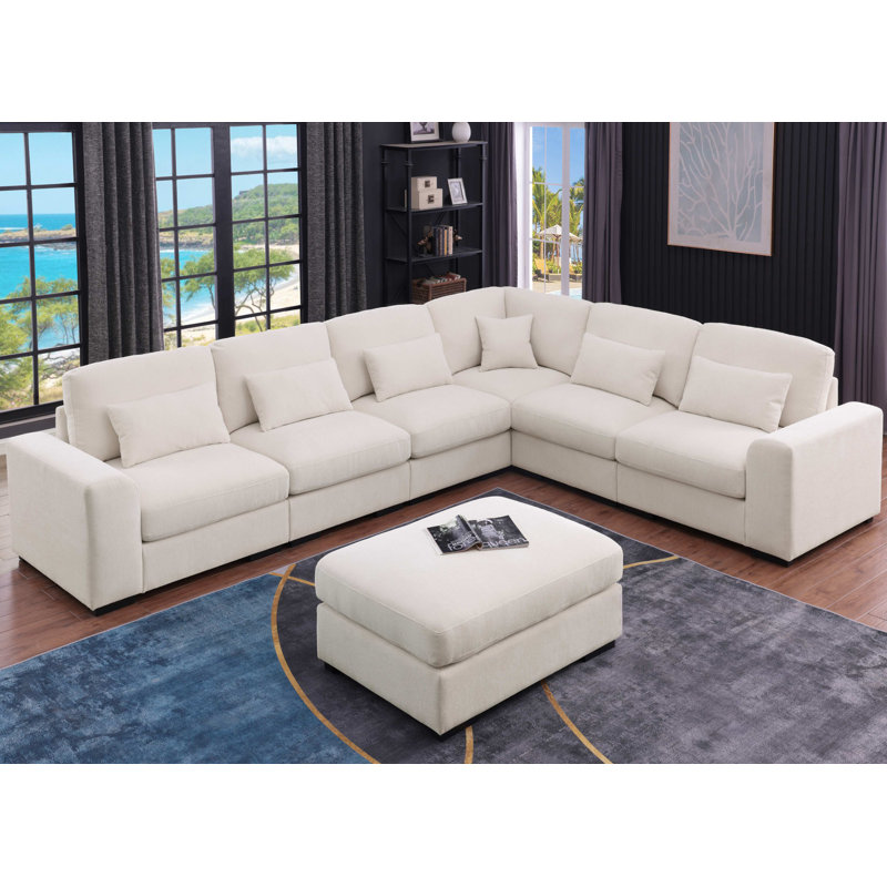 7 - Piece Upholstered Sectional, Beige