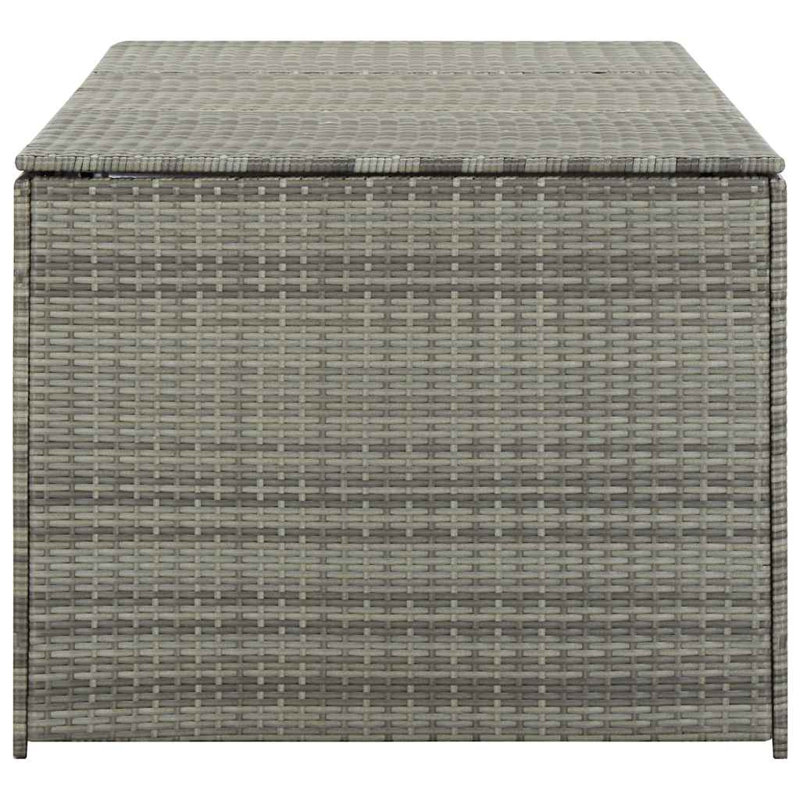 Grand coffre de rangement en PE gris rotin en acier thermolaqué, Grey