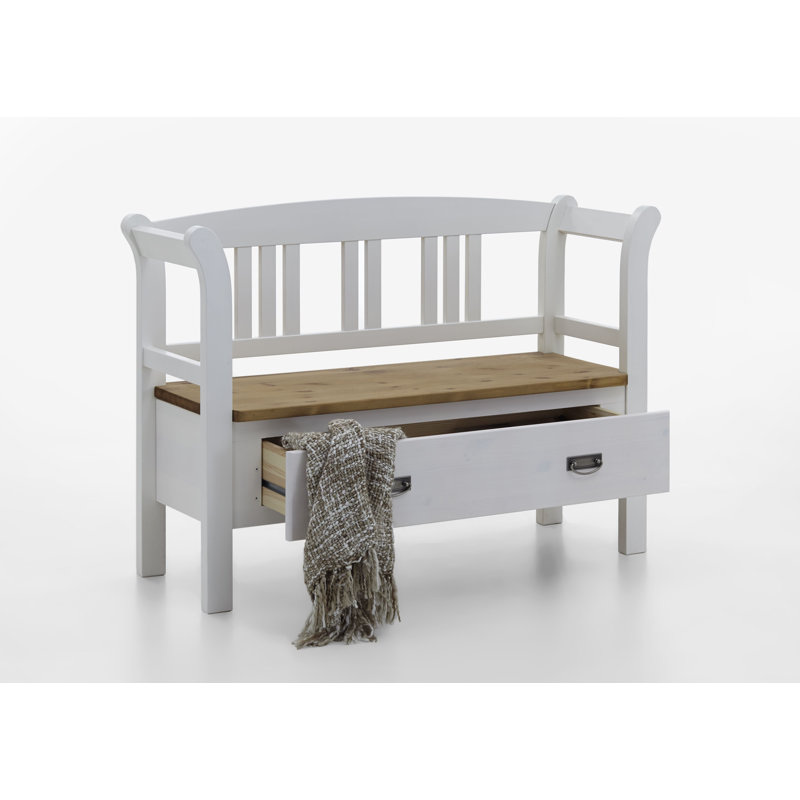 Polebridge Solid Wood Storage Bench, White/Leach-coloured