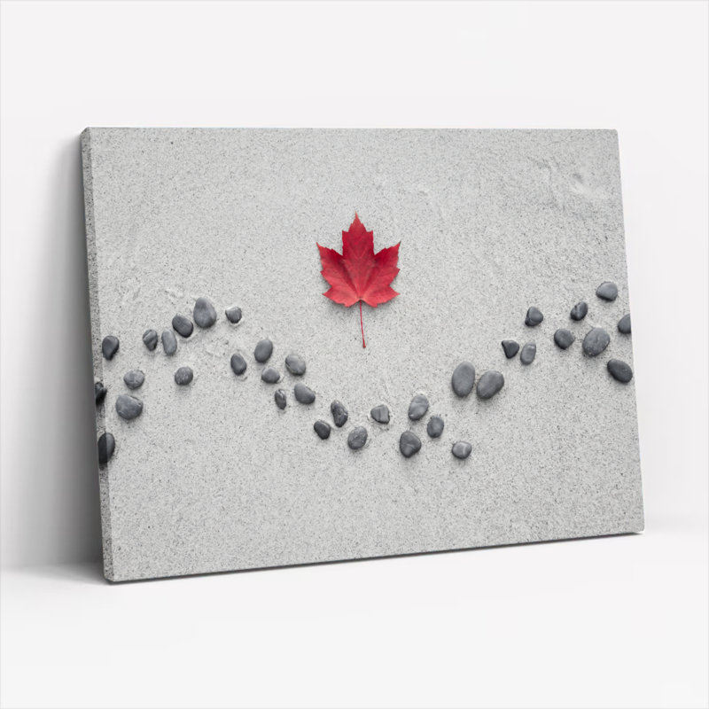 Ensemble de 1 tableau sur toile « Chemin de pierre et feuilles rouges », H 16 po x l 24 po, Wrapped Canvas