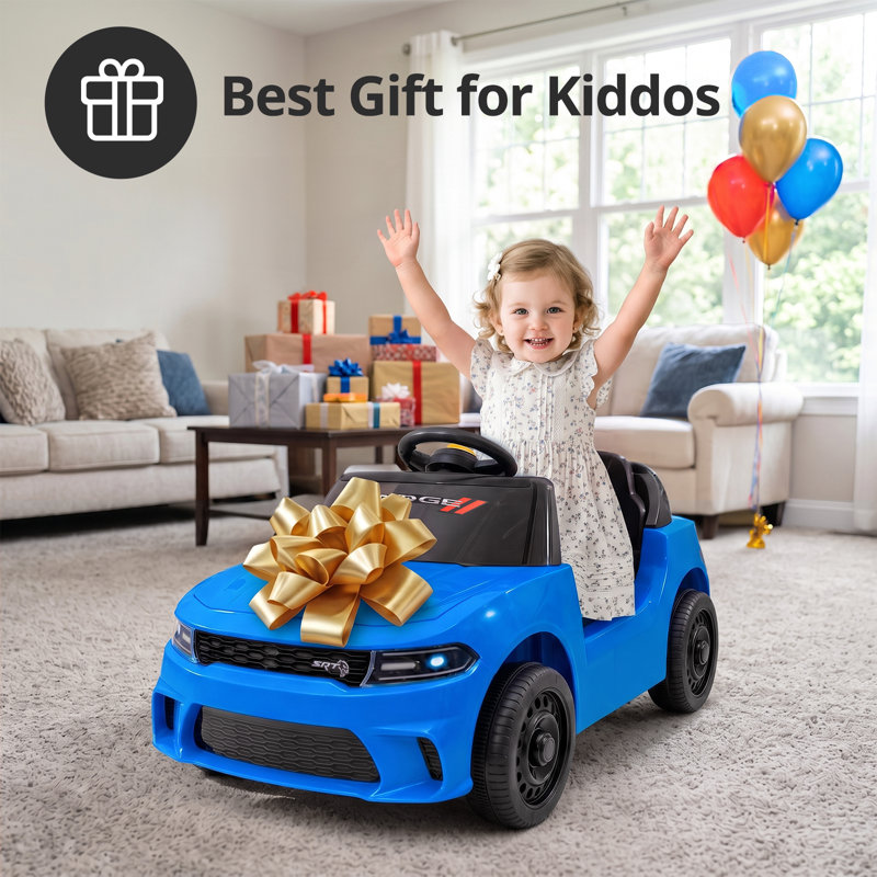 Voiture à pousser Dodge SRT sous licence pour tout-petits, jouet à pousser avec poignée réglable en hauteur (3 positions) pour les enfants de 1 à 3 ans - Bleu