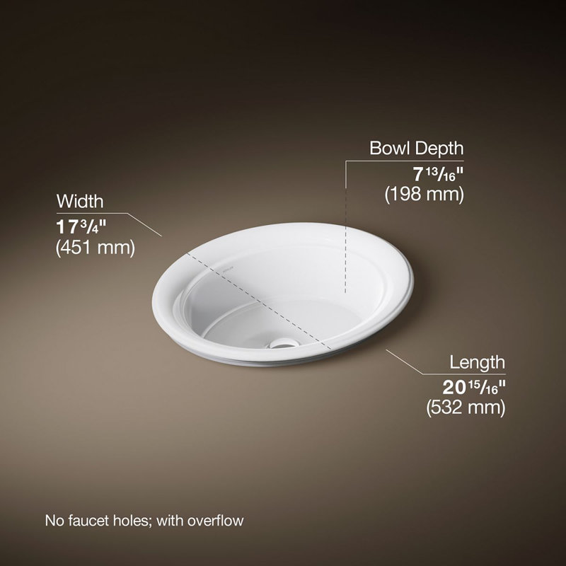 Artifacts 21 In. Oval Drop-In Bathroom Sink