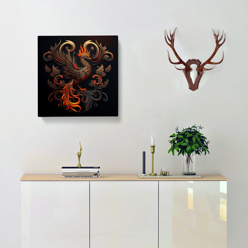 Phoenix Ornamental - Wrapped Canvas, 50cm H x 50cm W