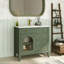 Meuble-lavabo Mid-Century avec capteur de mouvement et verre à motif, vert-431515785