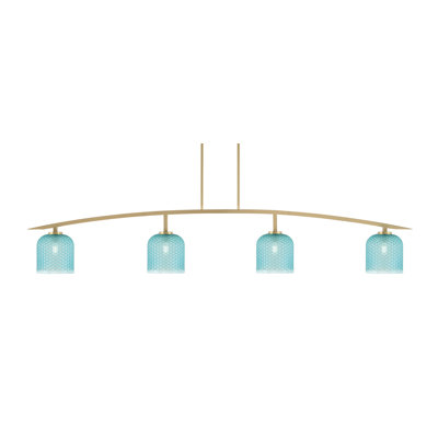 Kurve 4 Light Bar Shown In New Age Brass Finish With 7" Textured Glass