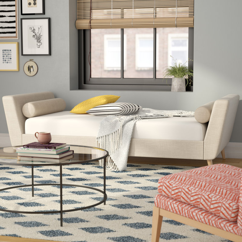 Forkey Upholstered Linen Daybed, Beige Linen
