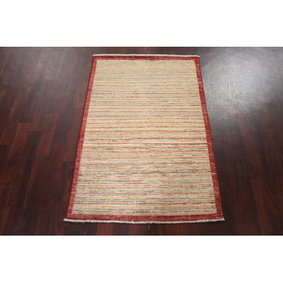 Striped Gabbeh Hand-Knotted Rug 3x4