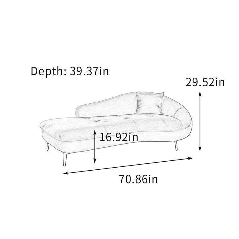 Chaise longue Christiane, Orange, Orienté à droite