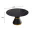 Table de salle à manger moderne 53,15 po en pierre artificielle noire et ronde en acier au carbone pouvant accueillir 6 personnes-568041029
