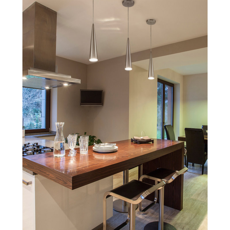 Mina 1 - Light LED Single Pendant, Brushed Nickel, 12" H x 4.75" W x 4.75" D, Brushed Nickel