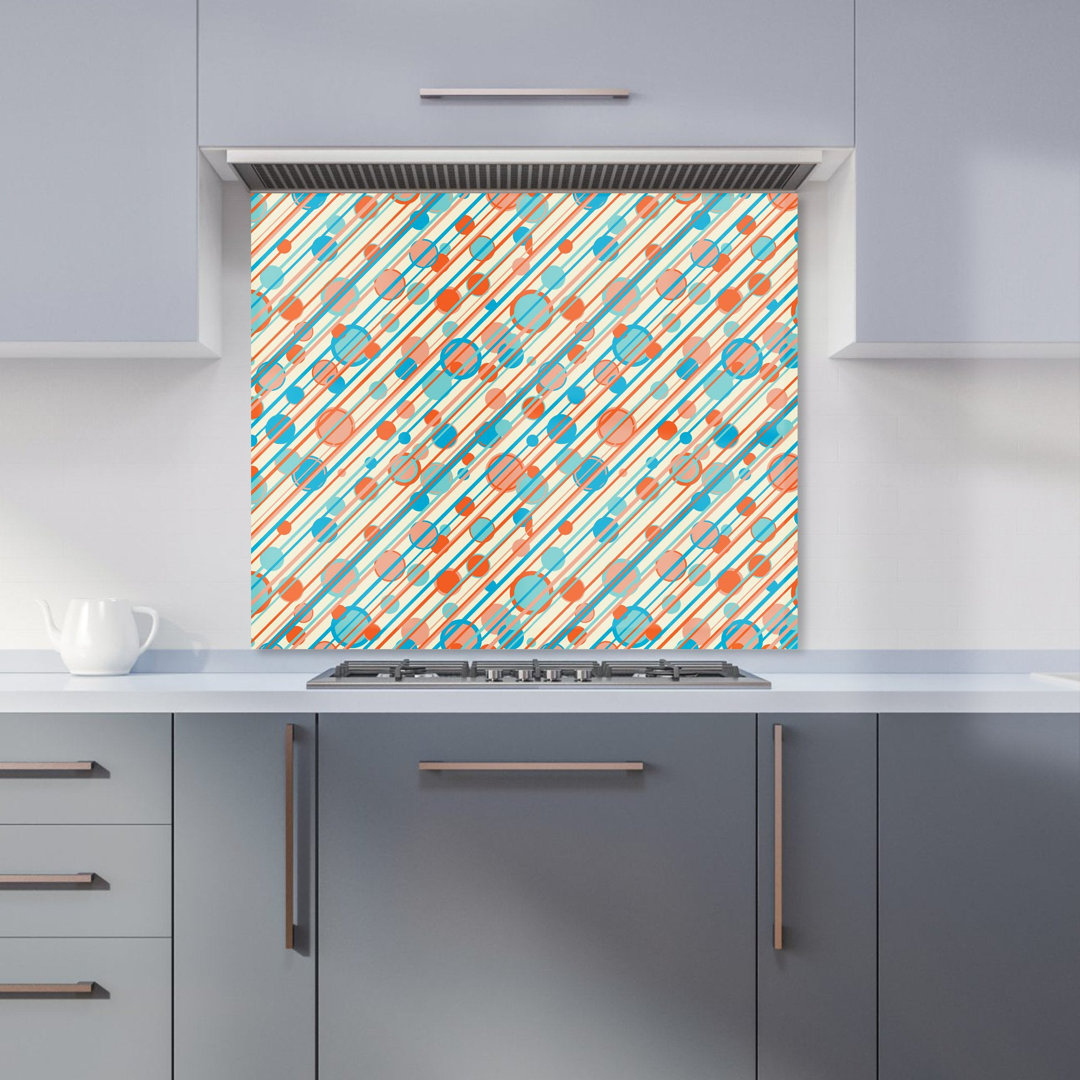 Retro Stripes And Circles Premium Glass Kitchen Splashback W600mm x H750mm