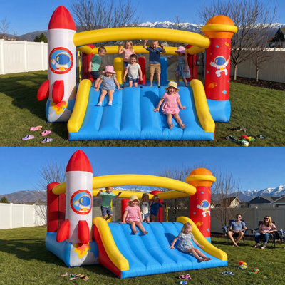 Adam 13.4X13.3Ft Extra Large Inflatable Bounce House For Big Kids, 13FT Outdoor Bouncers With Blower, Double Basketball Hoop, Jumping Bounc